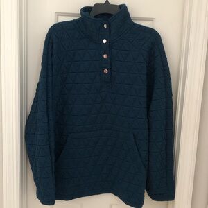 Filly Flair Quilted Zip-Up Pullover - Deep Teal